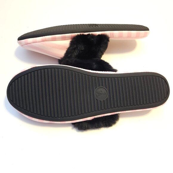 Victoria’s Secret Og Pink Pin Striped Women’s Slippers In Size Large w/Bag NEW - Picture 9 of 10